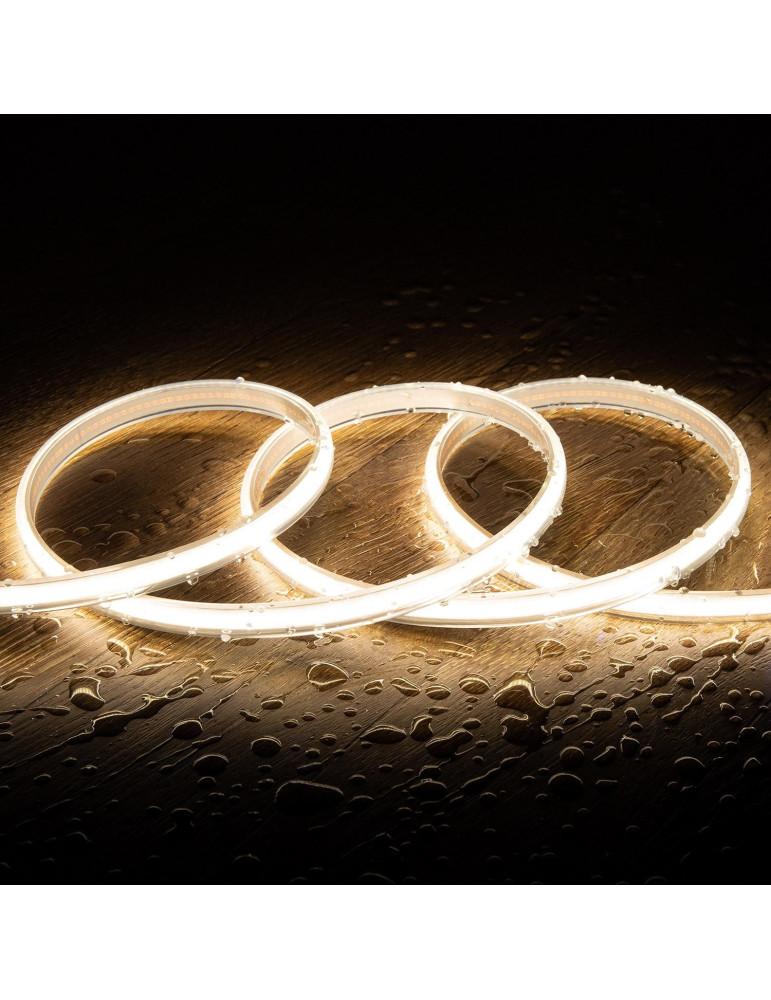 Ruban LED 220V COB 320 LED/m Blanc Neutre IP65 CRI90 Largeur 12mm Coupe tous les 50cm Ruban LED 220V COB 320 LED/m Blanc Neutre IP65 CRI90 Largeur 12mm Coupe tous les 50cm