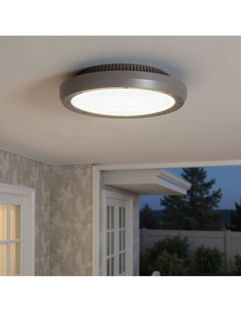 Plafonnier Rond Extérieur Curio IP65 Gris Ø300 mm
