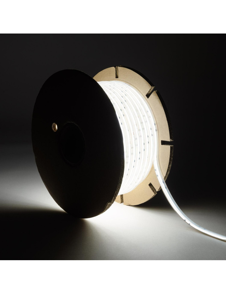 Bobine de Ruban LED Dimmable 220V AC COB Auto-redressement  320 LED/m 720 lm/m IP65 50m Largeur 12 mm Coupe tous les 50 cm Bobine de Ruban LED Dimmable 220V AC COB Auto-redressement  320 LED/m 720 lm/m IP65 50m Largeur 12 mm Coupe tous les 50 cm