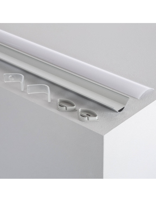 Profilé Aluminium pour Angle avec Capot Continu pour Ruban LED jusqu'à 20mm