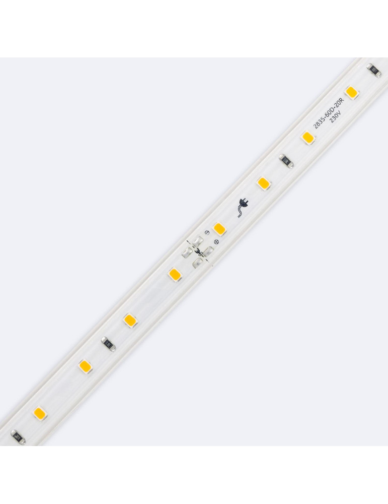 Ruban LED 220V SMD2835 60LED/m Blanc Neutre IP65 Largeur 12mm Coupe tous les 100cm