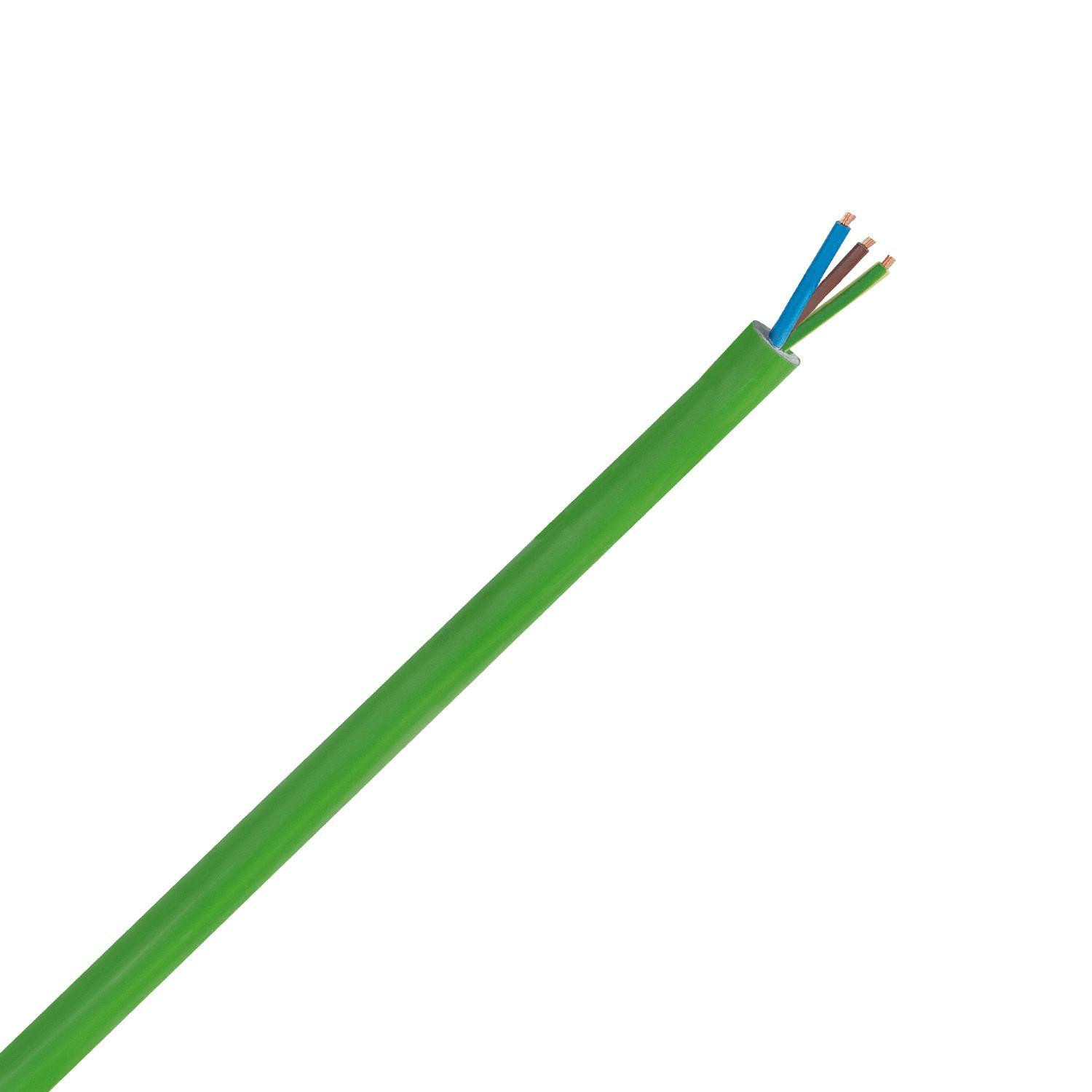 Gaine Câblée Flexible 3 x 1.5mm² Sans Halogènes RZ1-K (AS) Vert