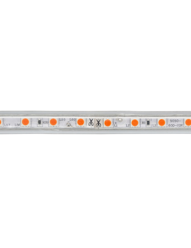 Ruban LED Dimmable 220V AC 60LED/m Orange IP65 sur Mesure Largeur 14mm Coupe tous les 100cm