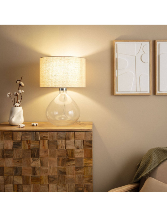 Lampe à Poser Tissu et Verre Marseille