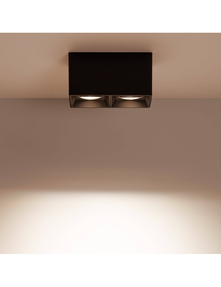 Plafonnier Space Carré Double Noir avec Ampoule GU10