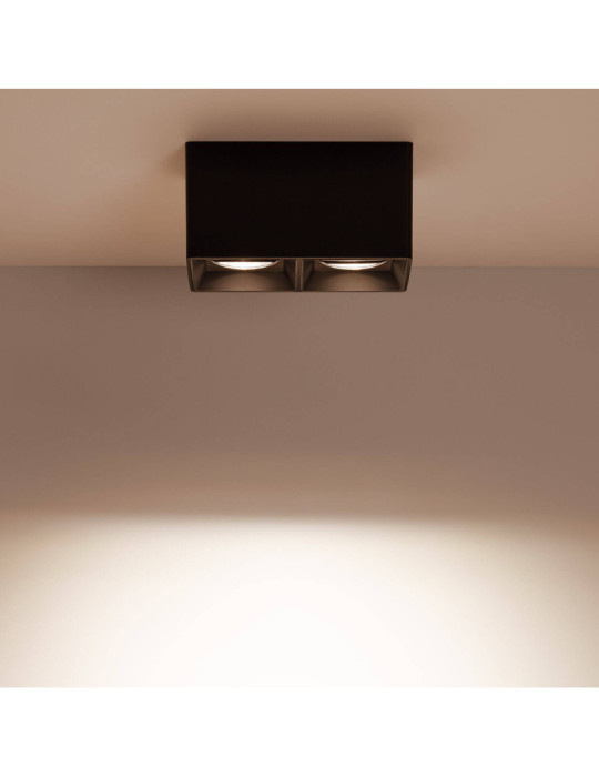 Plafonnier Space Carré Double Noir avec Ampoule GU10