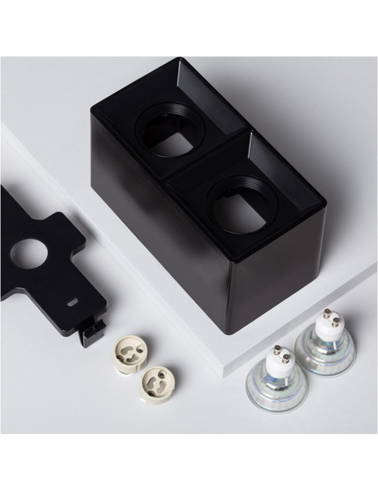 Plafonnier Space Carré Double Noir avec Ampoule GU10