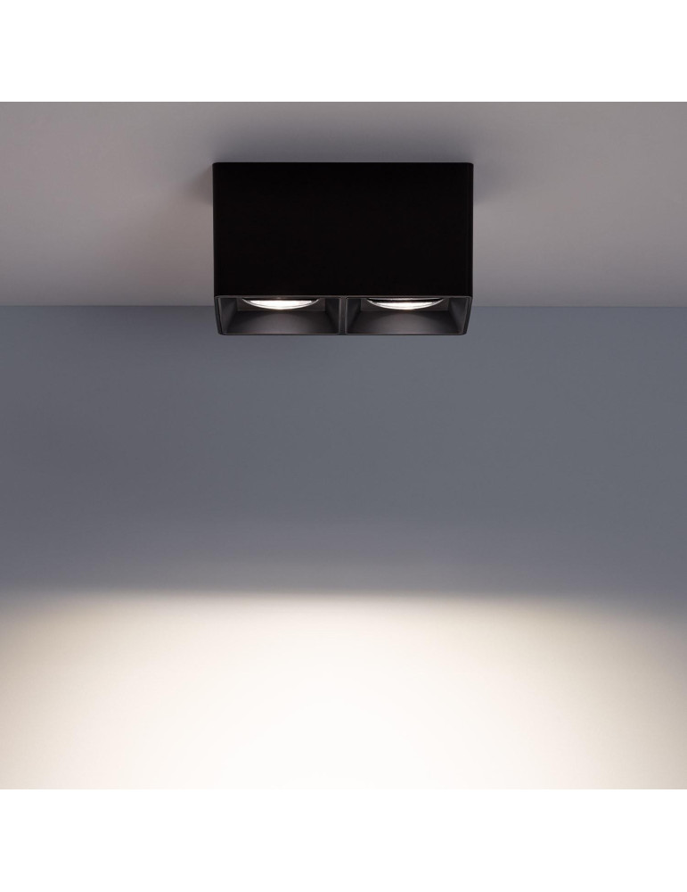 Plafonnier Space Carré Double Noir avec Ampoule GU10