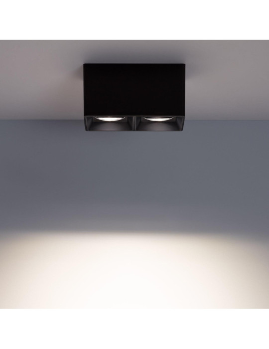 Plafonnier Space Carré Double Noir avec Ampoule GU10