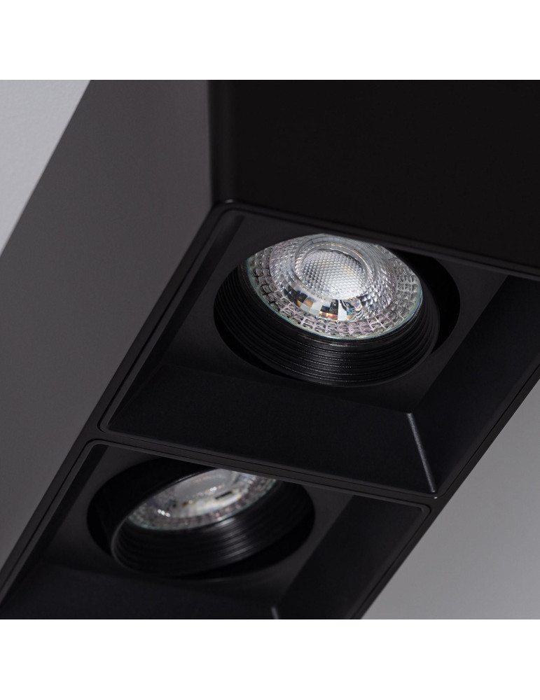 Plafonnier Space Carré Double Noir avec Ampoule GU10