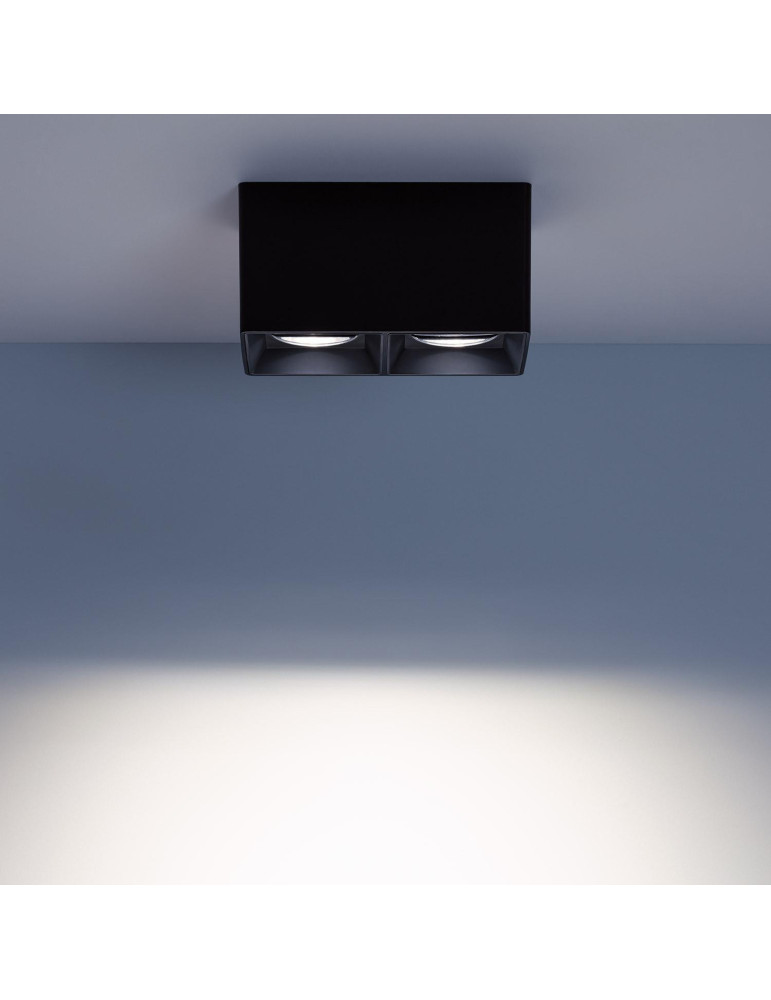 Plafonnier Space Carré Double Noir avec Ampoule GU10