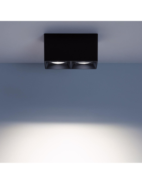 Plafonnier Space Carré Double Noir avec Ampoule GU10