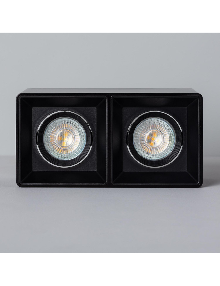 Plafonnier Space Carré Double Noir avec Ampoule GU10