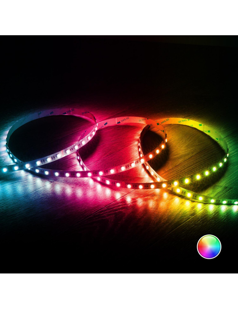 Ruban LED RGBW 24V DC SMD5050 60LED/m 5m IP20 Largeur 12mm Coupe 10cm