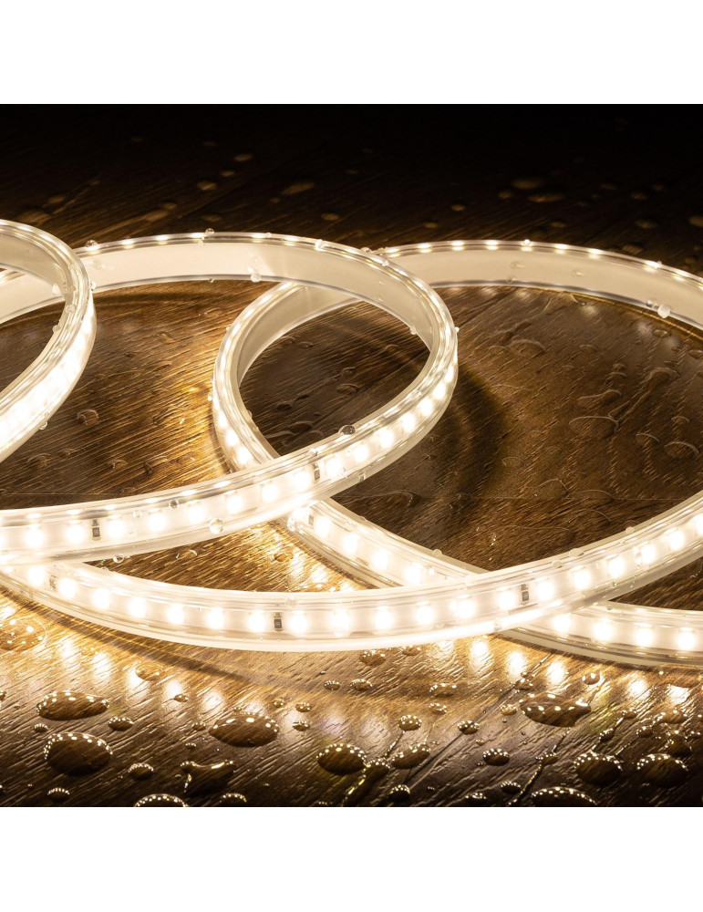 Ruban LED 220V SMD2835 120LED/m Blanc Neutre IP65 Largeur 12mm Coupe tous les 100cm