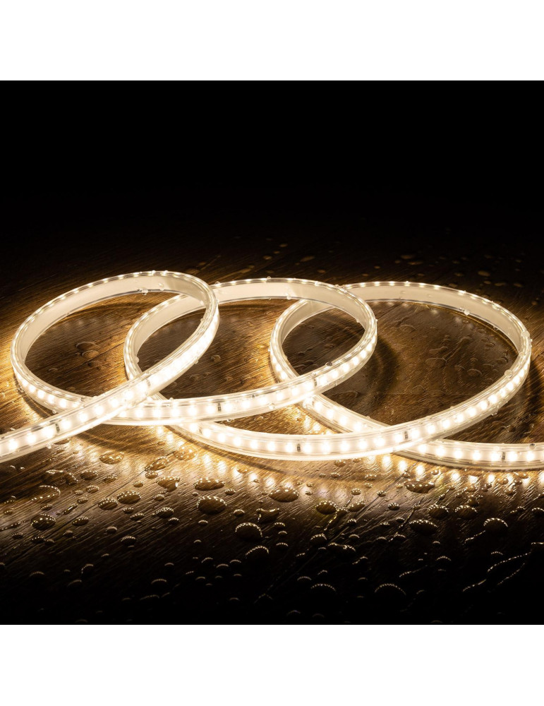 Ruban LED 220V SMD2835 120LED/m Blanc Neutre IP65 Largeur 12mm Coupe tous les 100cm