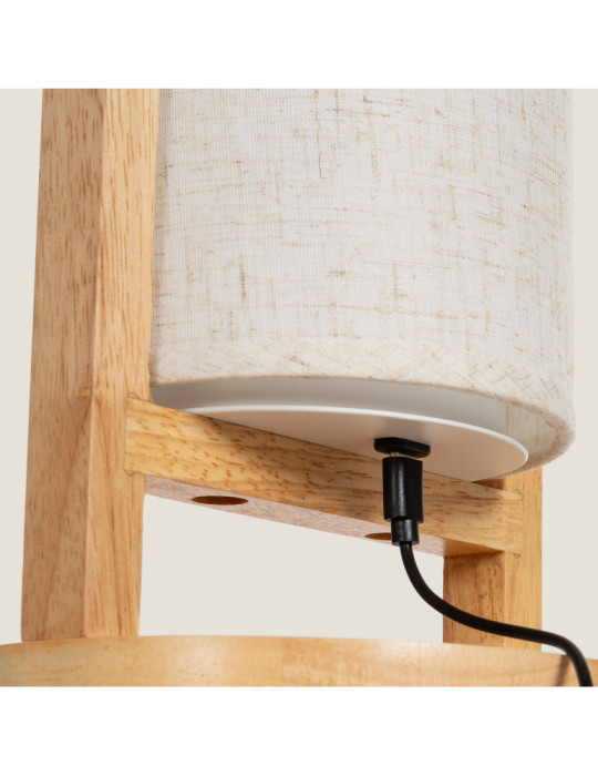 Lampe à Poser LED 1W Bois Portable avec Batterie USB Rechargeable Fragosa