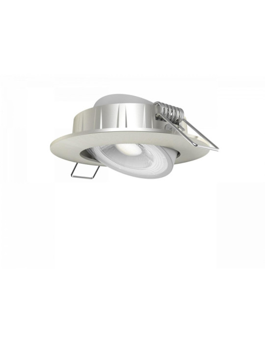 Spot Downlight LED 5W Orientable Rond Coupe Ø 68 mm Nickel Brossé Spot Downlight LED 5W Orientable Rond Coupe Ø 68 mm Nickel Brossé