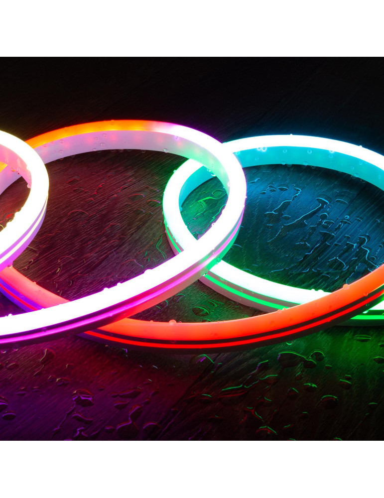 Kit Néon RGBIC Digital SPI 24V DC 60 LED/m 5m IP65 avec Alimentation et Contrôleur Inclus