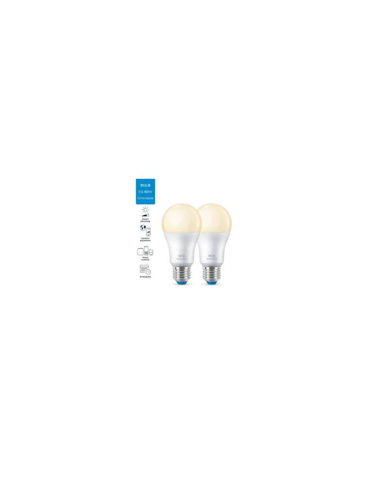 Pack 2 Ampoules LED Intelligentes WiFi + Bluetooth E27 A60 Dimmable WiZ 8W