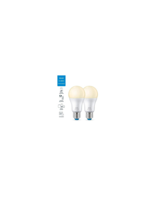Pack 2 Ampoules LED Intelligentes WiFi + Bluetooth E27 A60 Dimmable WiZ 8W