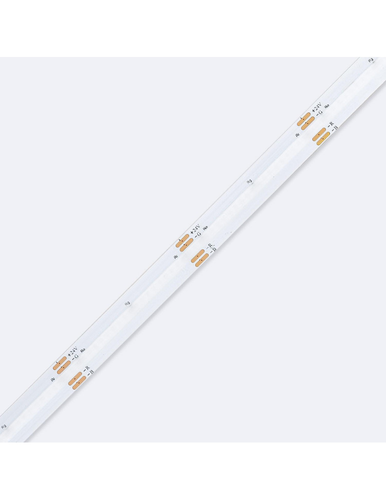 Ruban LED RGB 24V DC COB 420 LED/m 5m IP20 CRI90 Largeur 10mm Coupe 5 cm