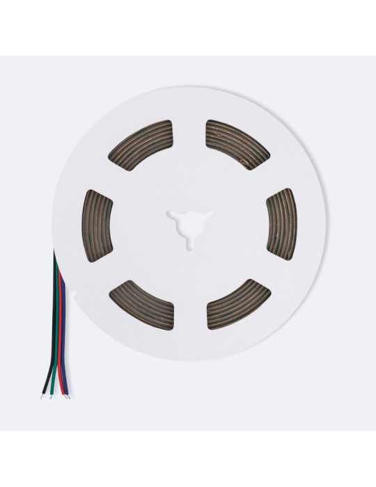 Ruban LED RGB 24V DC COB 420 LED/m 5m IP20 CRI90 Largeur 10mm Coupe 5 cm