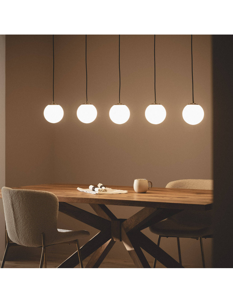 Suspension Métal et Verre Moonlight Brass 5 Spots