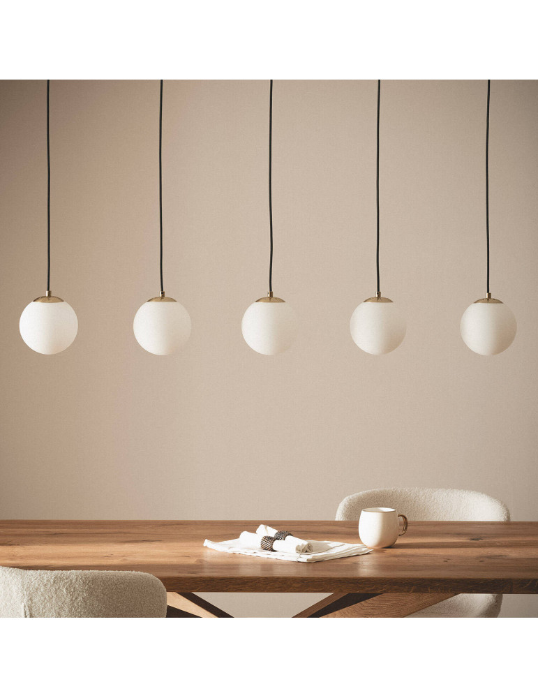 Suspension Métal et Verre Moonlight Brass 5 Spots