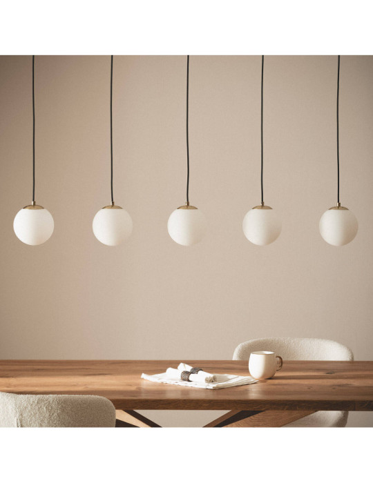 Suspension Métal et Verre Moonlight Brass 5 Spots