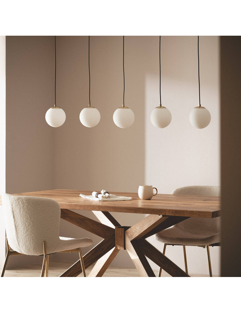 Suspension Métal et Verre Moonlight Brass 5 Spots