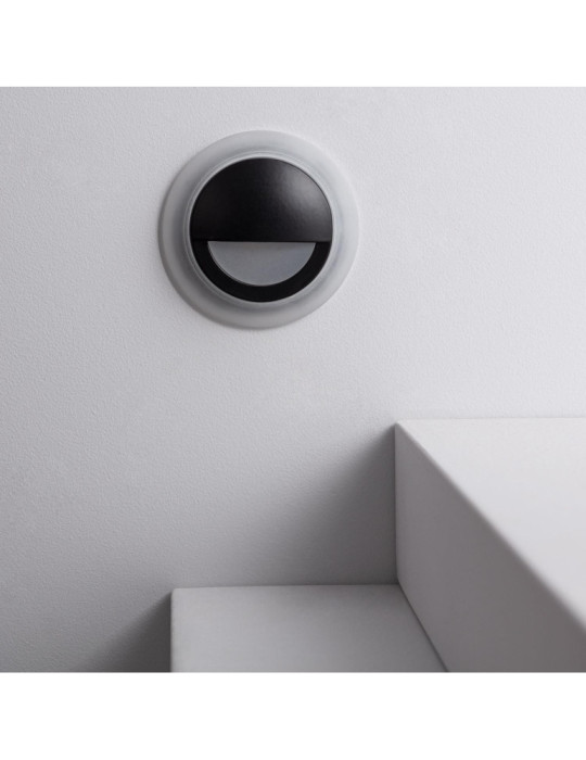 Balise LED 3W Encastrable au Mur Ronde Occulare Noire