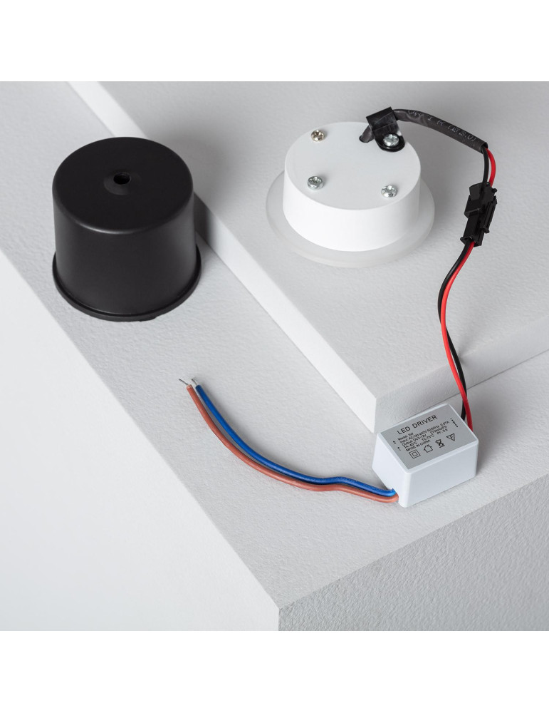 Balise LED 3W Encastrable au Mur Ronde Occulare Noire