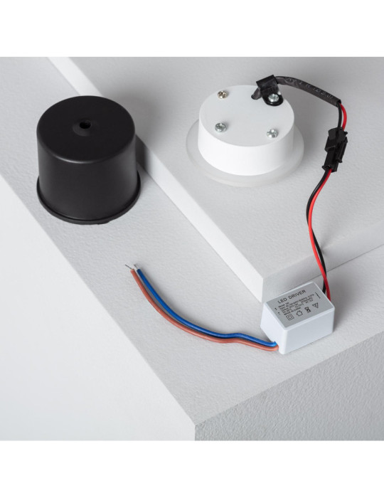 Balise LED 3W Encastrable au Mur Ronde Occulare Noire