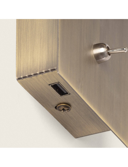 Lampe Murale LED 2.5W Carrée Aluminium avec Port USB Gazny