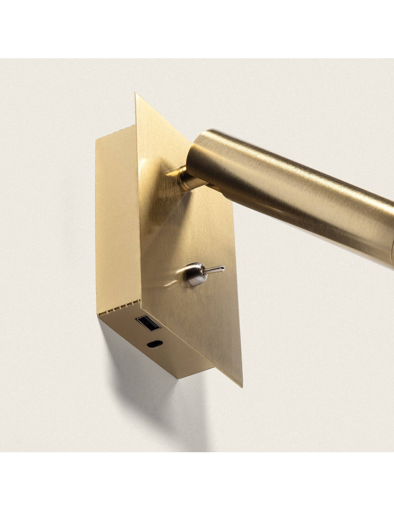 Lampe Murale LED 2.5W Carrée Aluminium avec Port USB Gazny