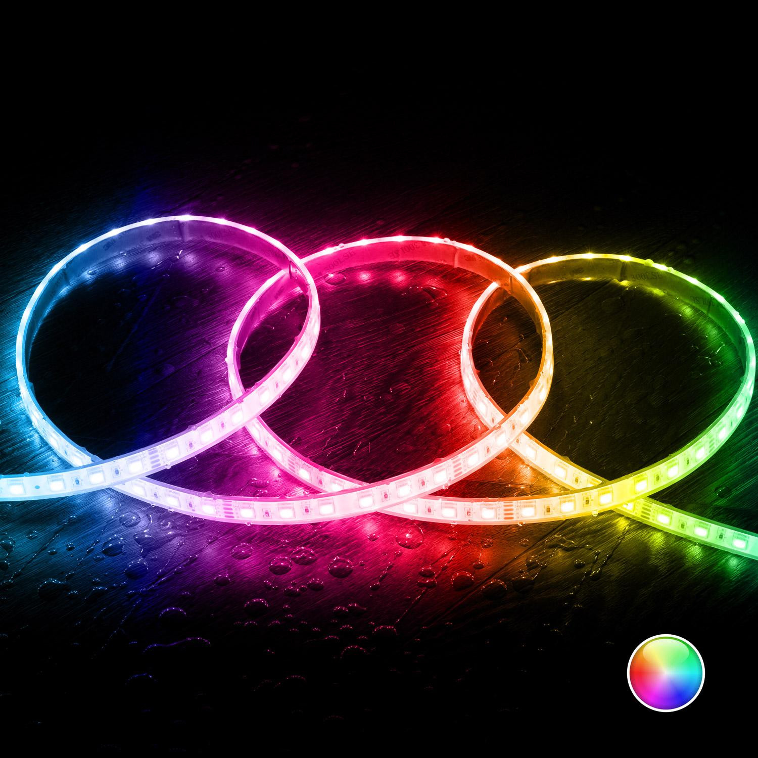 Ruban LED RGB 24V DC SMD Silicone FLEX 60LED/m 5m IP68 Largeur 12mm Coupe tous les 10cm RGB