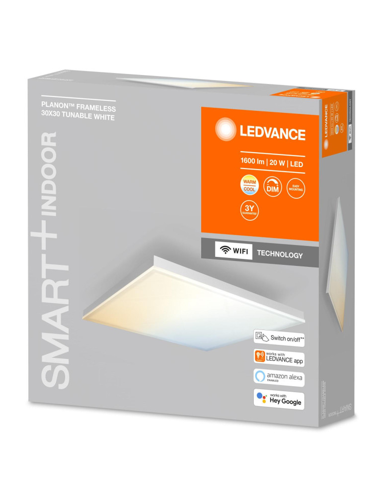Plafonnier LED 20W Carré 30x30 cm Sans Cadre Smart+ WiFi Sans Cadre LEDVANCE 4058075484351