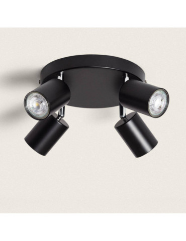 Plafonnier Orientable Rond Métal 4 Spots Albus Black