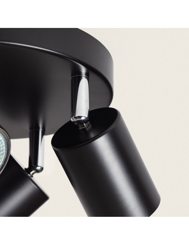 Plafonnier Orientable Rond Métal 4 Spots Albus Black