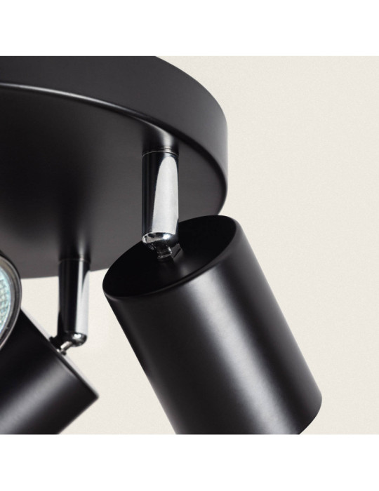 Plafonnier Orientable Rond Métal 4 Spots Albus Black