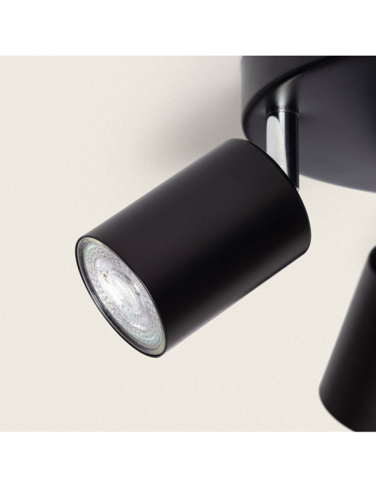 Plafonnier Orientable Rond Métal 4 Spots Albus Black