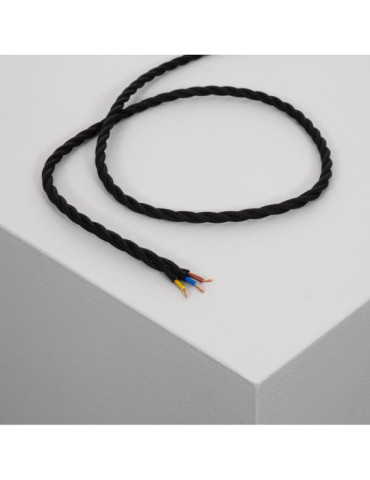 Câble Électrique Textile Tressé Noir