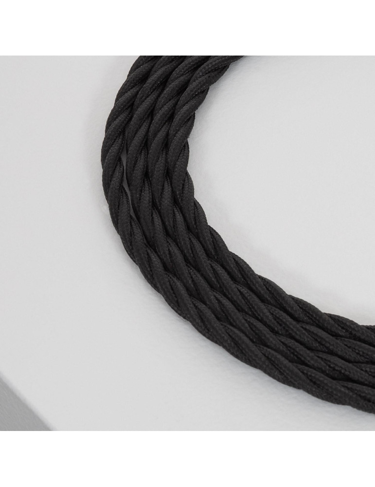 Câble Électrique Textile Tressé Noir