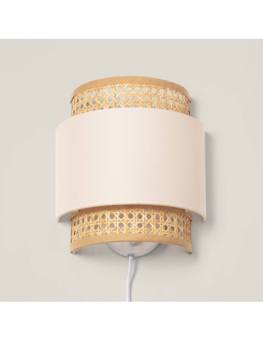 Applique Murale Rotin et Tissu Amaia