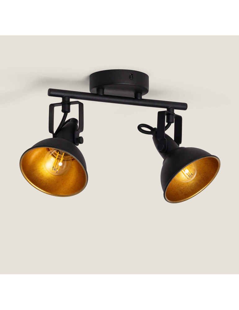 Plafonnier Orientable Aluminium Emer 2 Spots Noir
