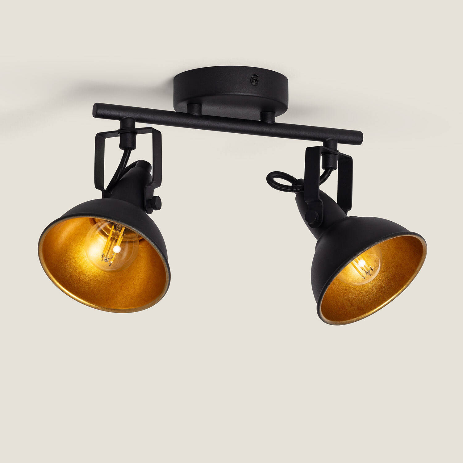 Plafonnier Orientable Aluminium Emer 2 Spots Noir Noir
