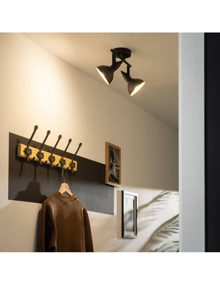 Plafonnier Orientable Aluminium Emer 2 Spots Noir