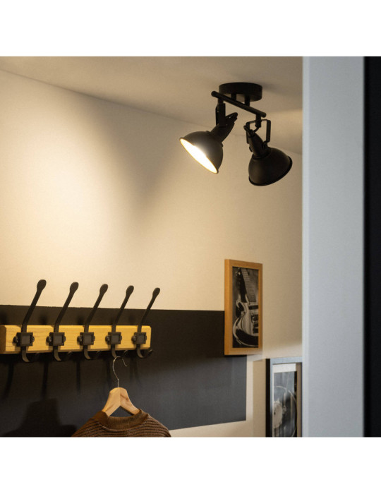 Plafonnier Orientable Aluminium Emer 2 Spots Noir