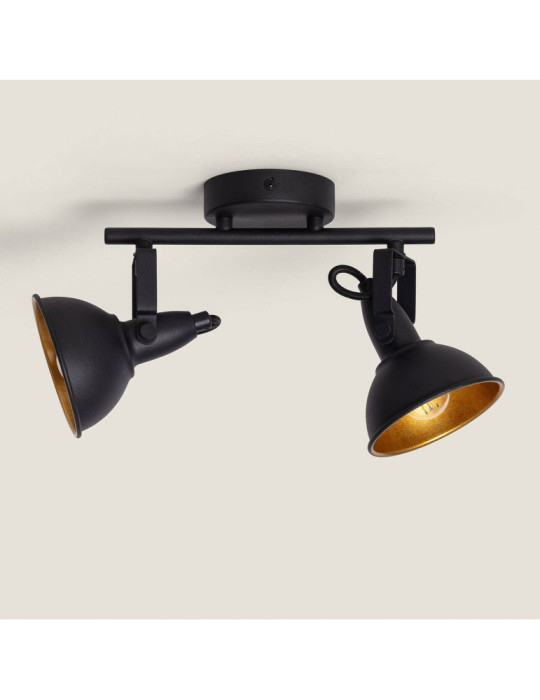 Plafonnier Orientable Aluminium Emer 2 Spots Noir